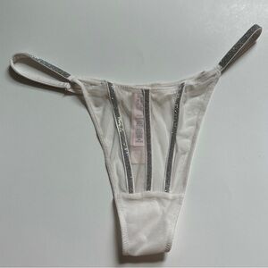 Victoria’s Secret Very Sexy Off White Thong with Silver Glitter Straps Panty